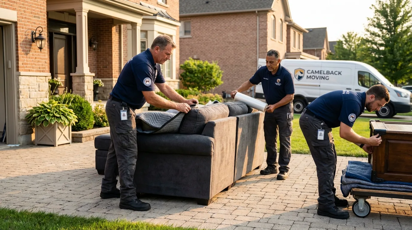 Large estate moving crew wrapping furniture in Camden, NC