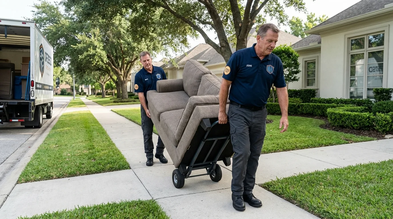 Local residential moving crew loading furniture in Camden, NC